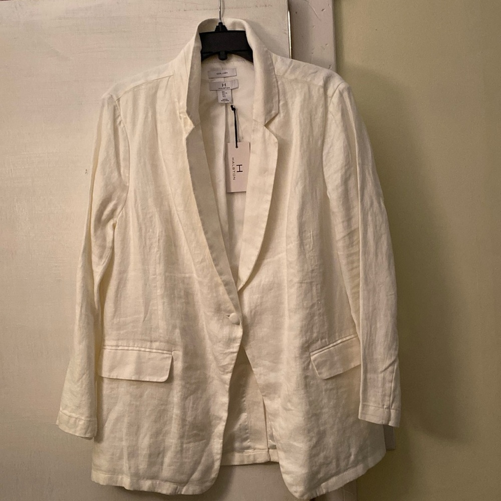 Halston 💯 Linen Classic Stylish Luxurious Lined Jacket New With Tags